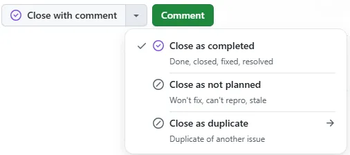 Close issue button